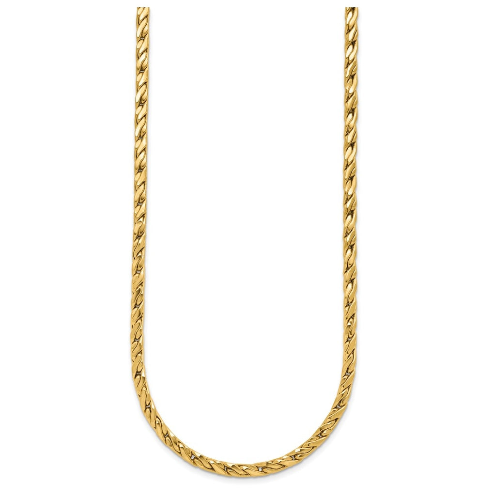 14k Yellow Gold Polished Square Twisted Link Necklace