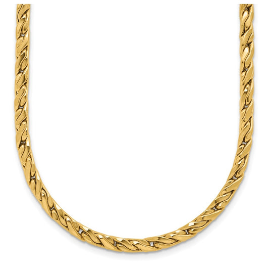 14k Yellow Gold Polished Square Twisted Link Necklace