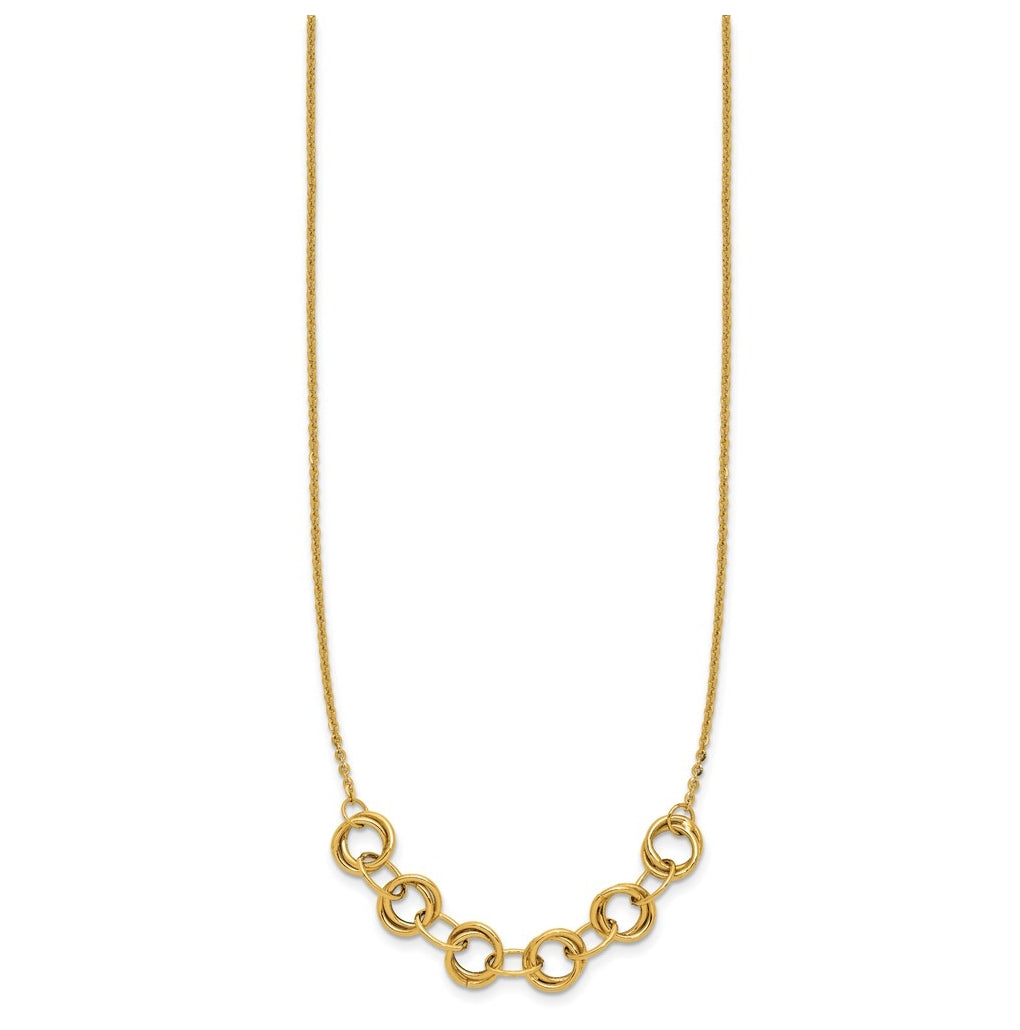 14k Yellow Gold Polished Circles w/2in ext. Necklace