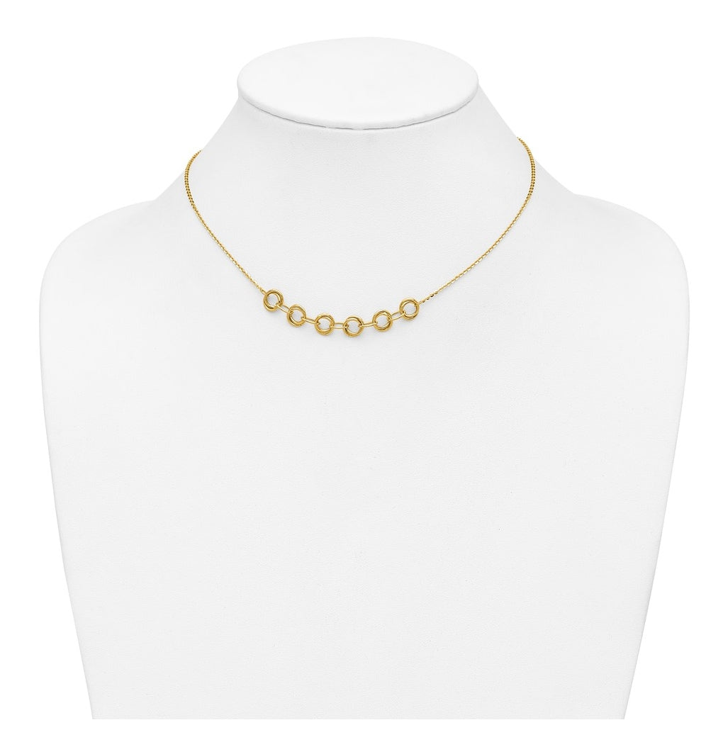 14k Yellow Gold Polished Circles w/2in ext. Necklace