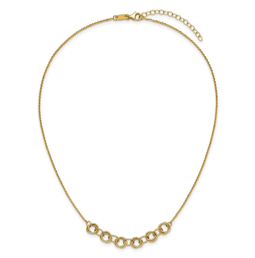 14k Yellow Gold Polished Circles w/2in ext. Necklace