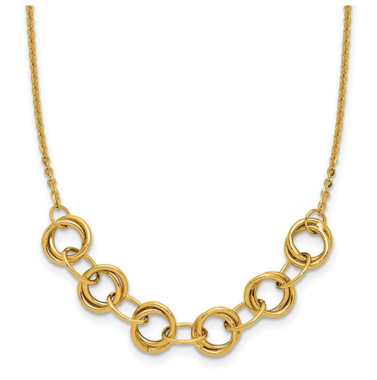 14k Yellow Gold Polished Circles w/2in ext. Necklace