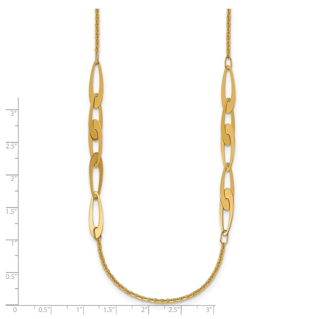 14k Yellow Gold Polished Fancy Link Necklace