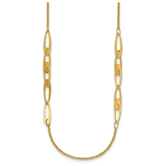 14k Yellow Gold Polished Fancy Link Necklace