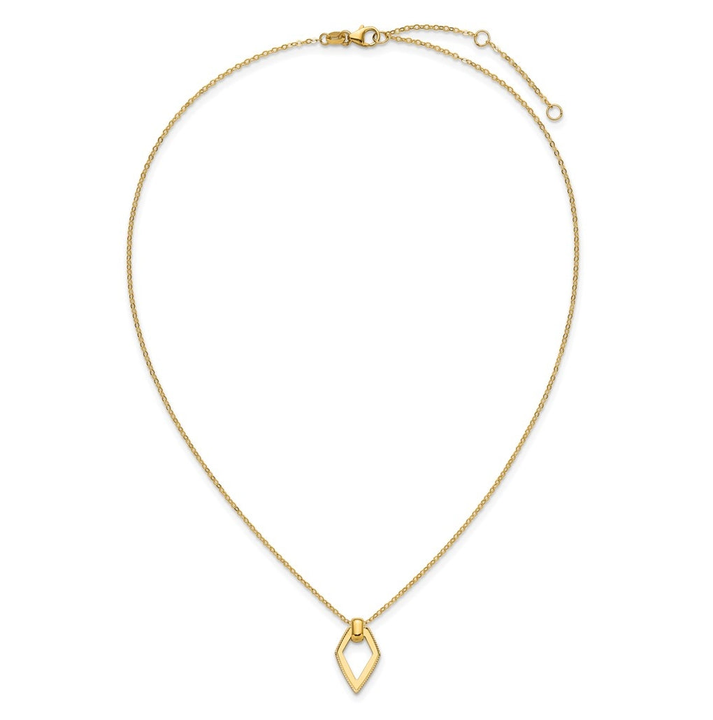 14k Yellow Gold Polished Diamond Shape Pendant w/2in ext. Necklace