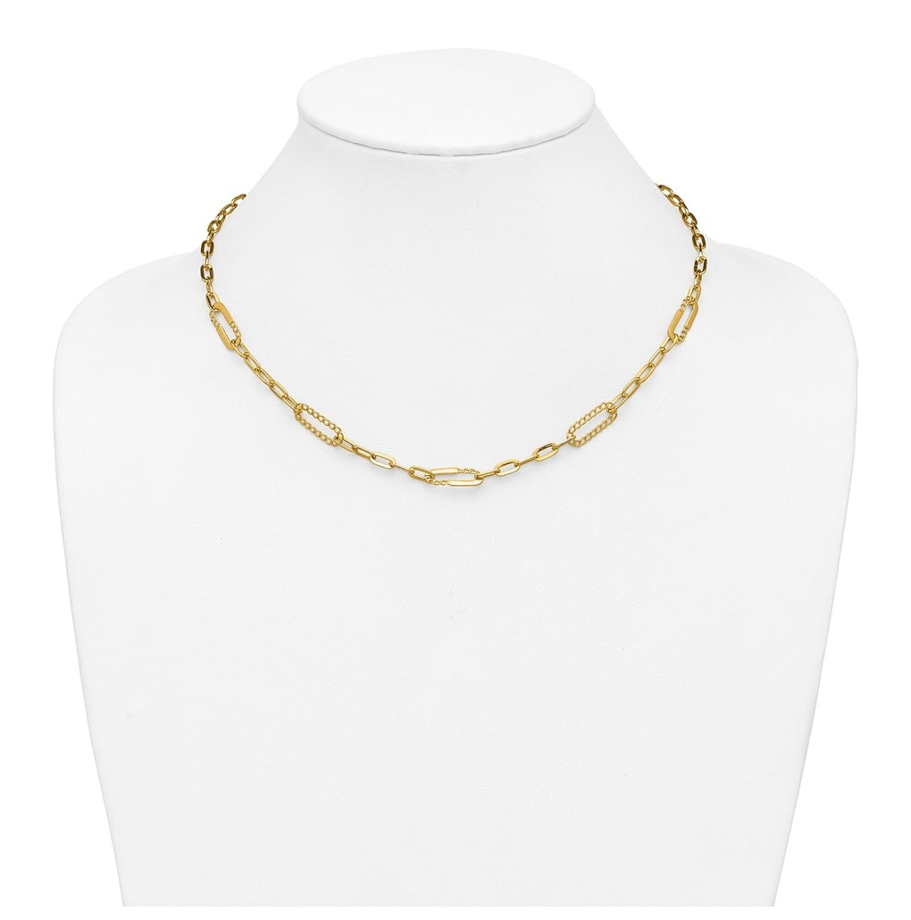 14k Yellow Gold Polished Fancy Paperclip Necklace