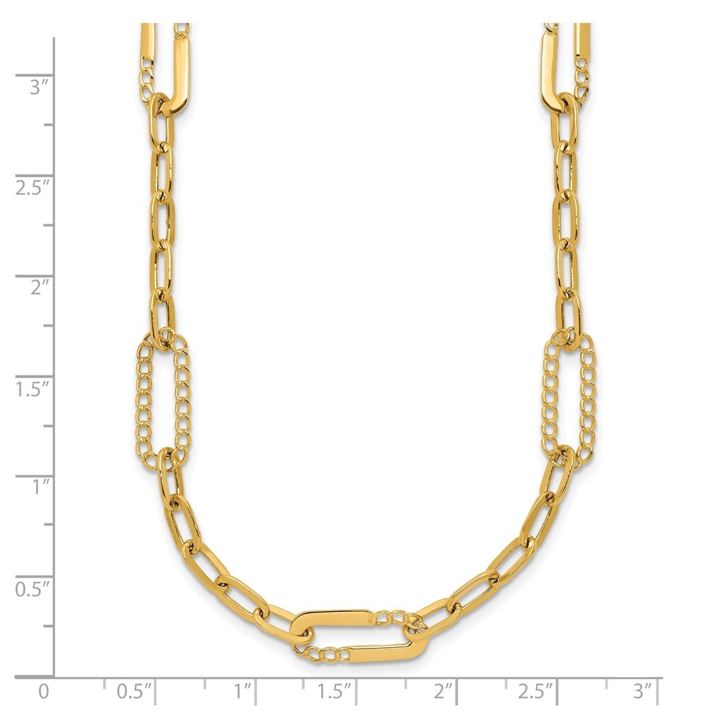 14k Yellow Gold Polished Fancy Paperclip Necklace