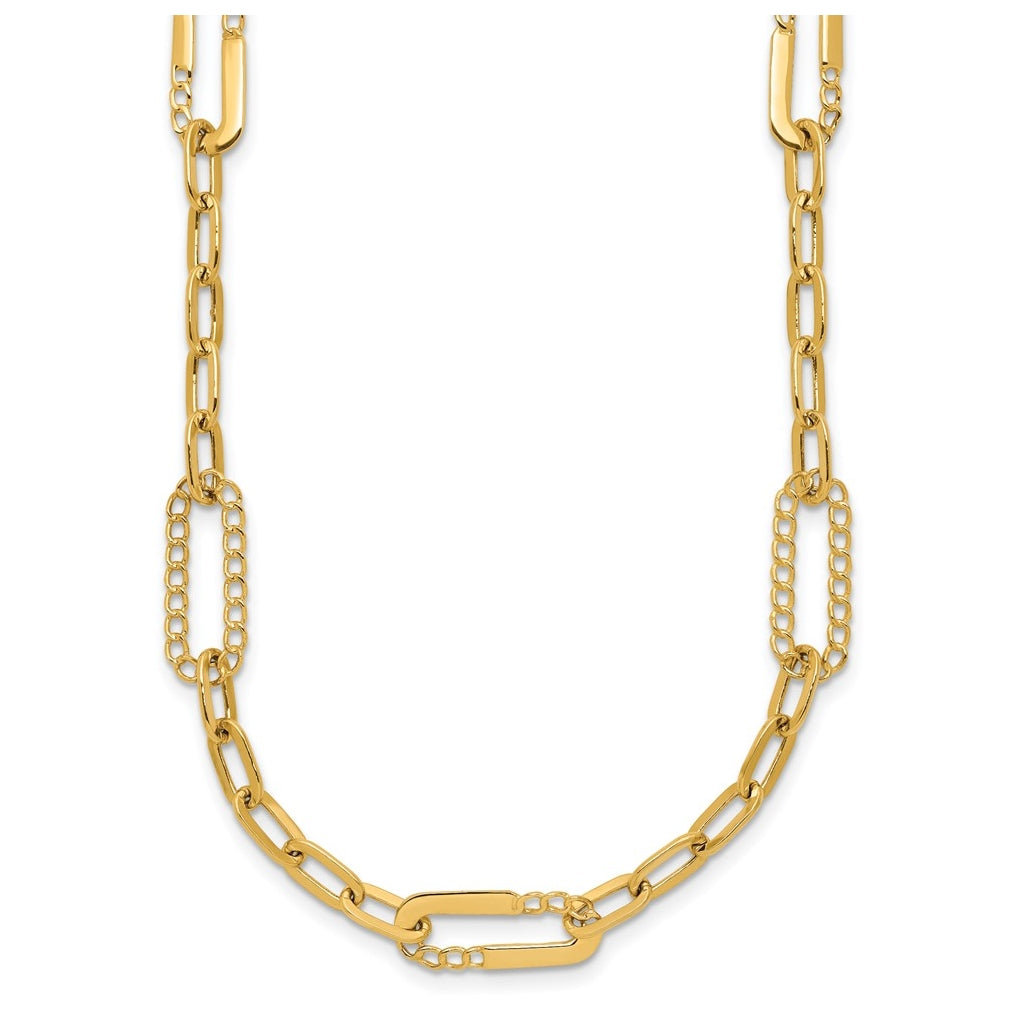 14k Yellow Gold Polished Fancy Paperclip Necklace
