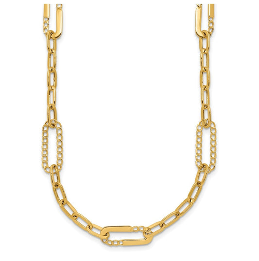 14k Yellow Gold Polished Fancy Paperclip Necklace