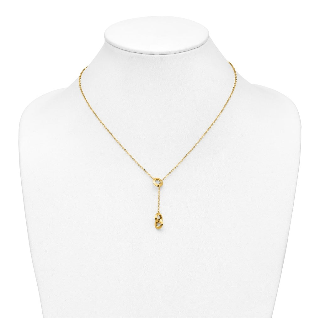 14k Yellow Gold Polished Circles Lariat w/2in ext. Necklace
