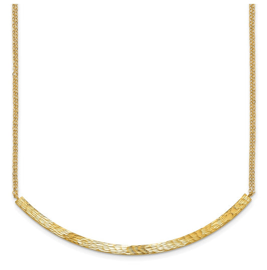 14k Yellow Gold Polished and Diamond-cut Bar Double Chain w/2in ext. Necklace