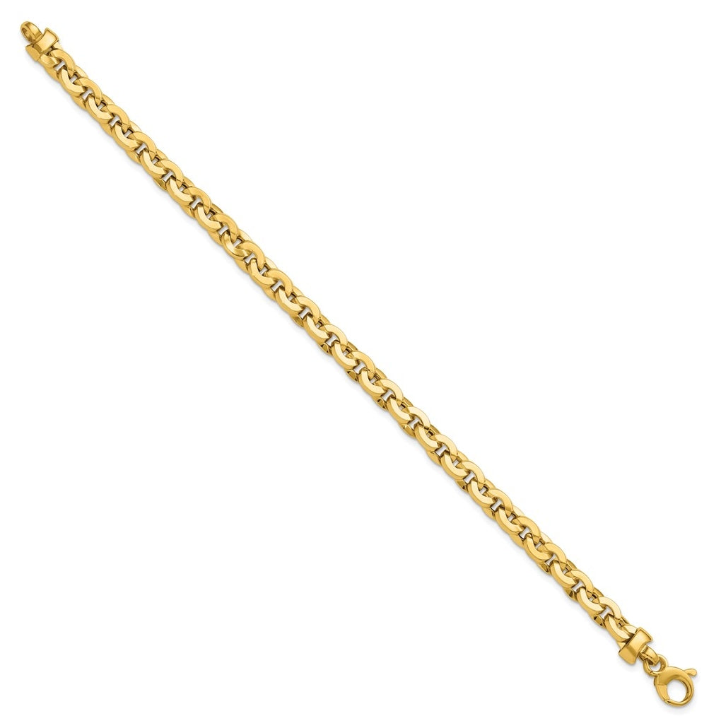 14k Yellow Gold Polished Fancy Round Link Bracelet