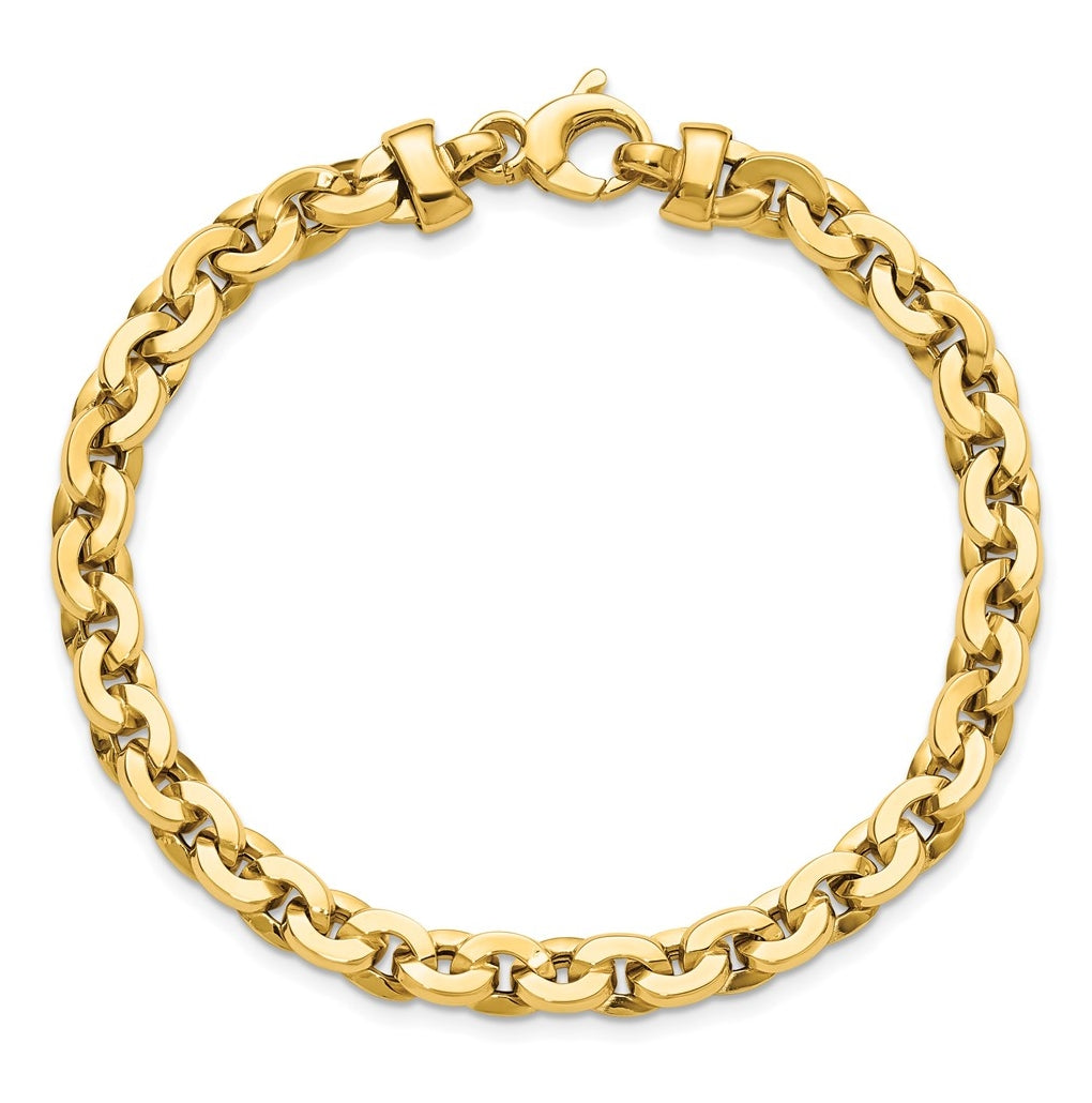 14k Yellow Gold Polished Fancy Round Link Bracelet