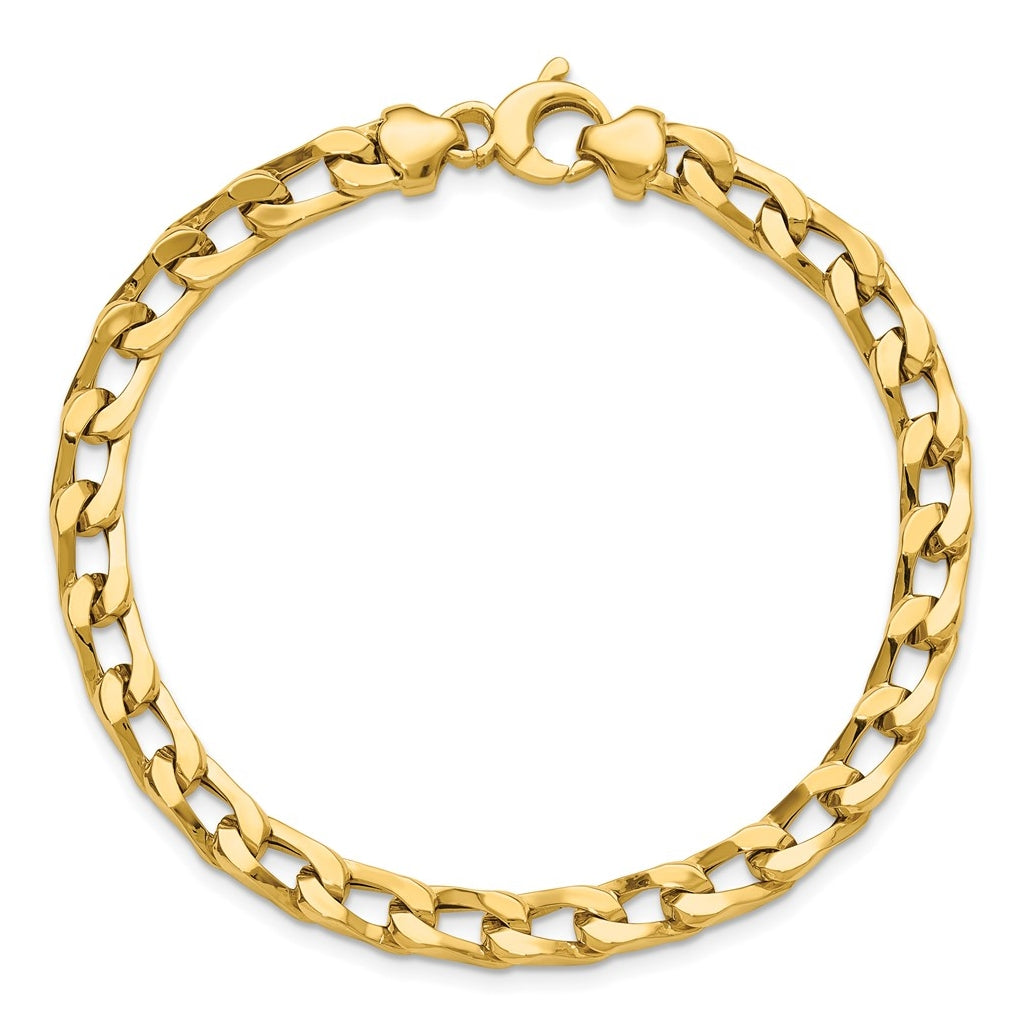 14k Yellow Gold Polished Fancy Long Curb Link Bracelet