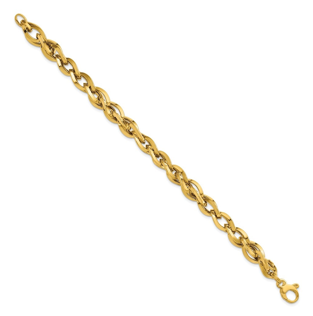 14k Yellow Gold Polished Fancy Twisted Link Bracelet