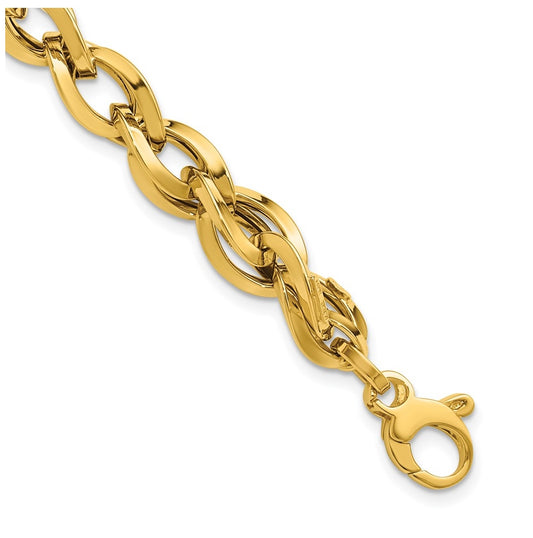 14k Yellow Gold Polished Fancy Twisted Link Bracelet