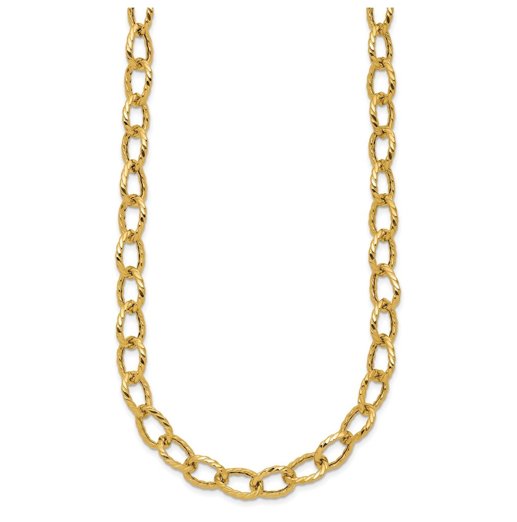 14k Yellow Gold Polished and Twisted Fancy Link Necklace