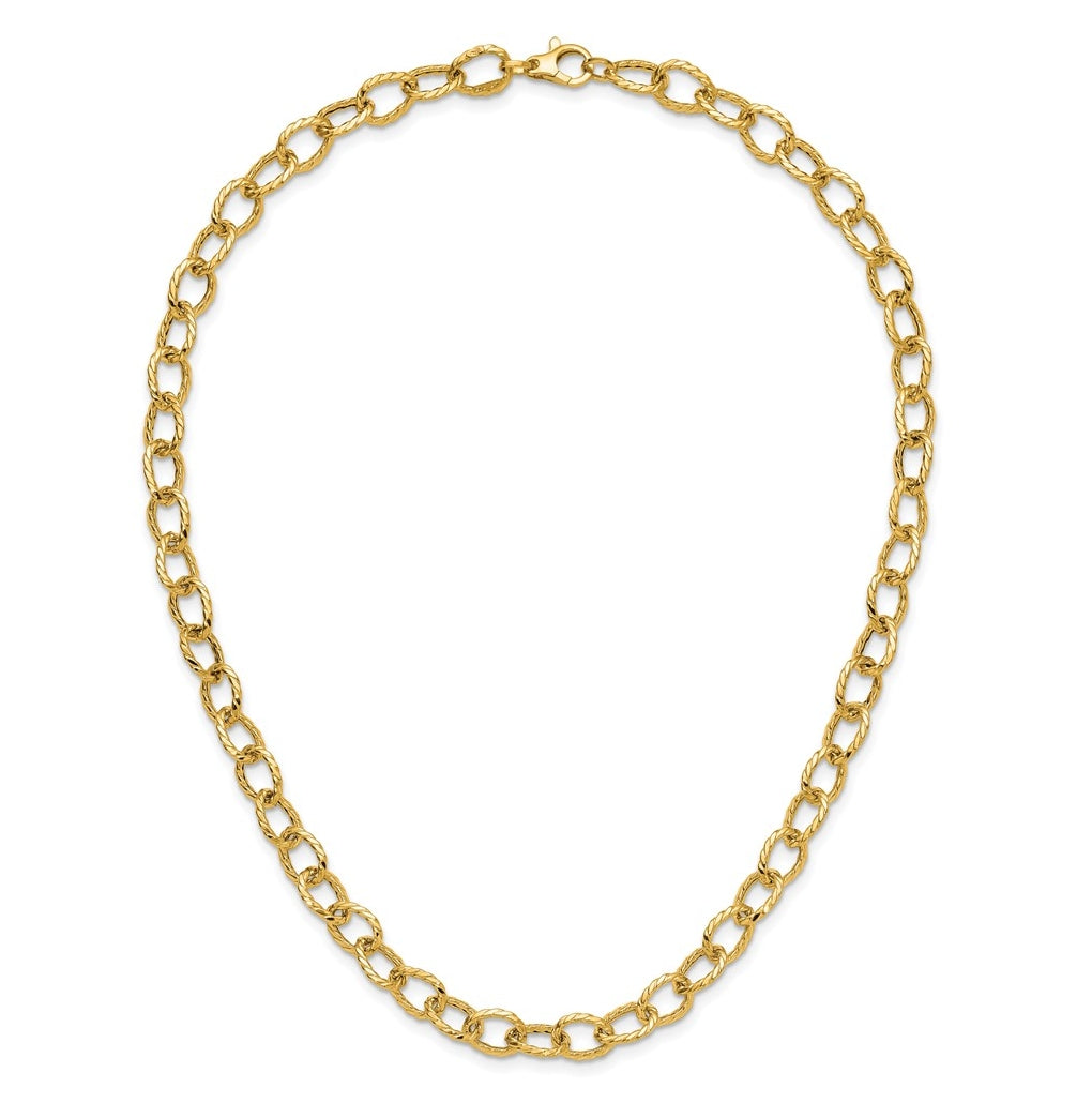 14k Yellow Gold Polished and Twisted Fancy Link Necklace