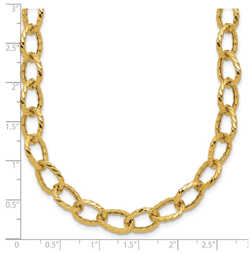 14k Yellow Gold Polished and Twisted Fancy Link Necklace