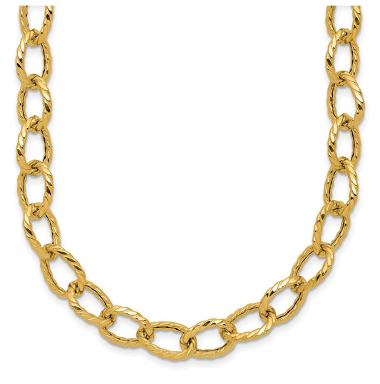 14k Yellow Gold Polished and Twisted Fancy Link Necklace