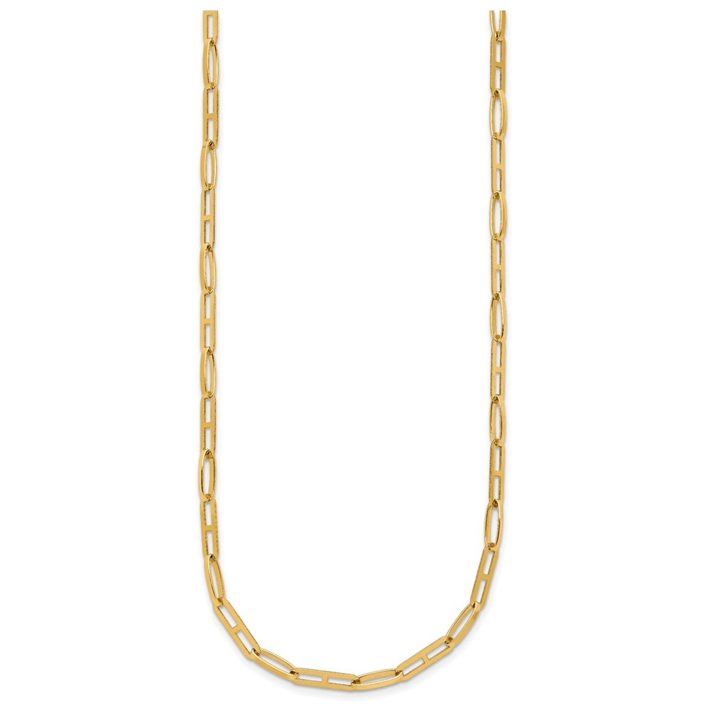14k Yellow Gold Polished Fancy Link w/1.5in ext. Necklace