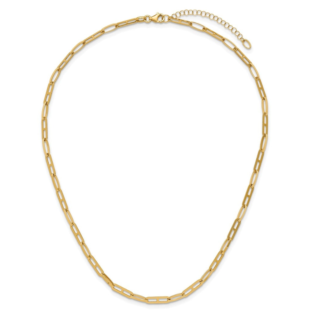14k Yellow Gold Polished Fancy Link w/1.5in ext. Necklace