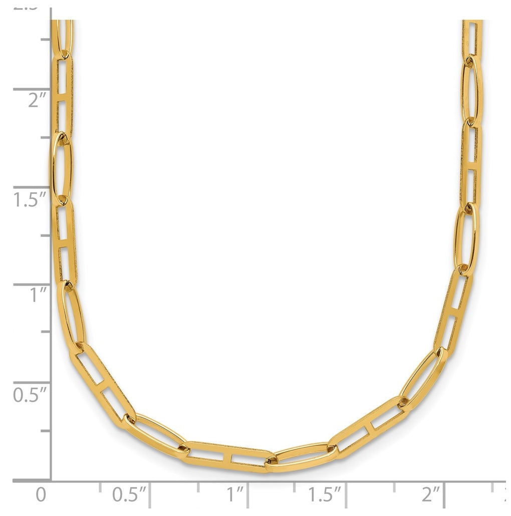 14k Yellow Gold Polished Fancy Link w/1.5in ext. Necklace