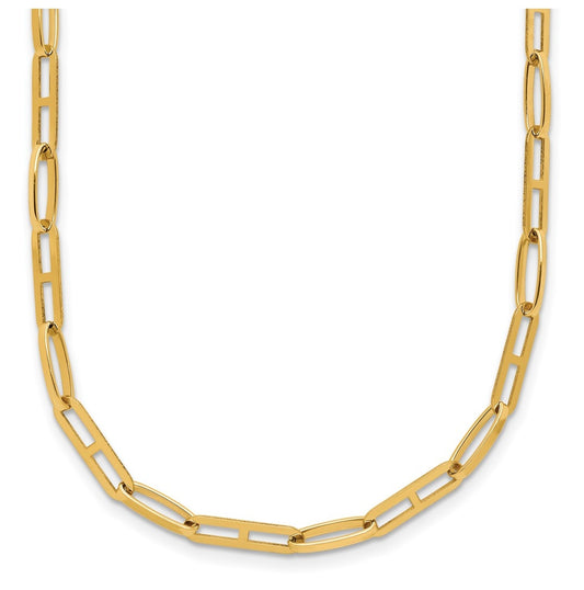 14k Yellow Gold Polished Fancy Link w/1.5in ext. Necklace