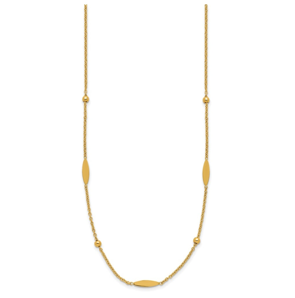 14k Yellow Gold Polished Oval Disk Station w/2in ext. Necklace
