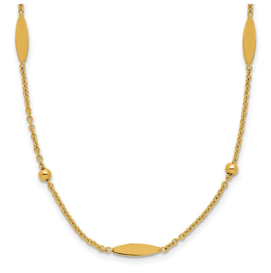 14k Yellow Gold Polished Oval Disk Station w/2in ext. Necklace