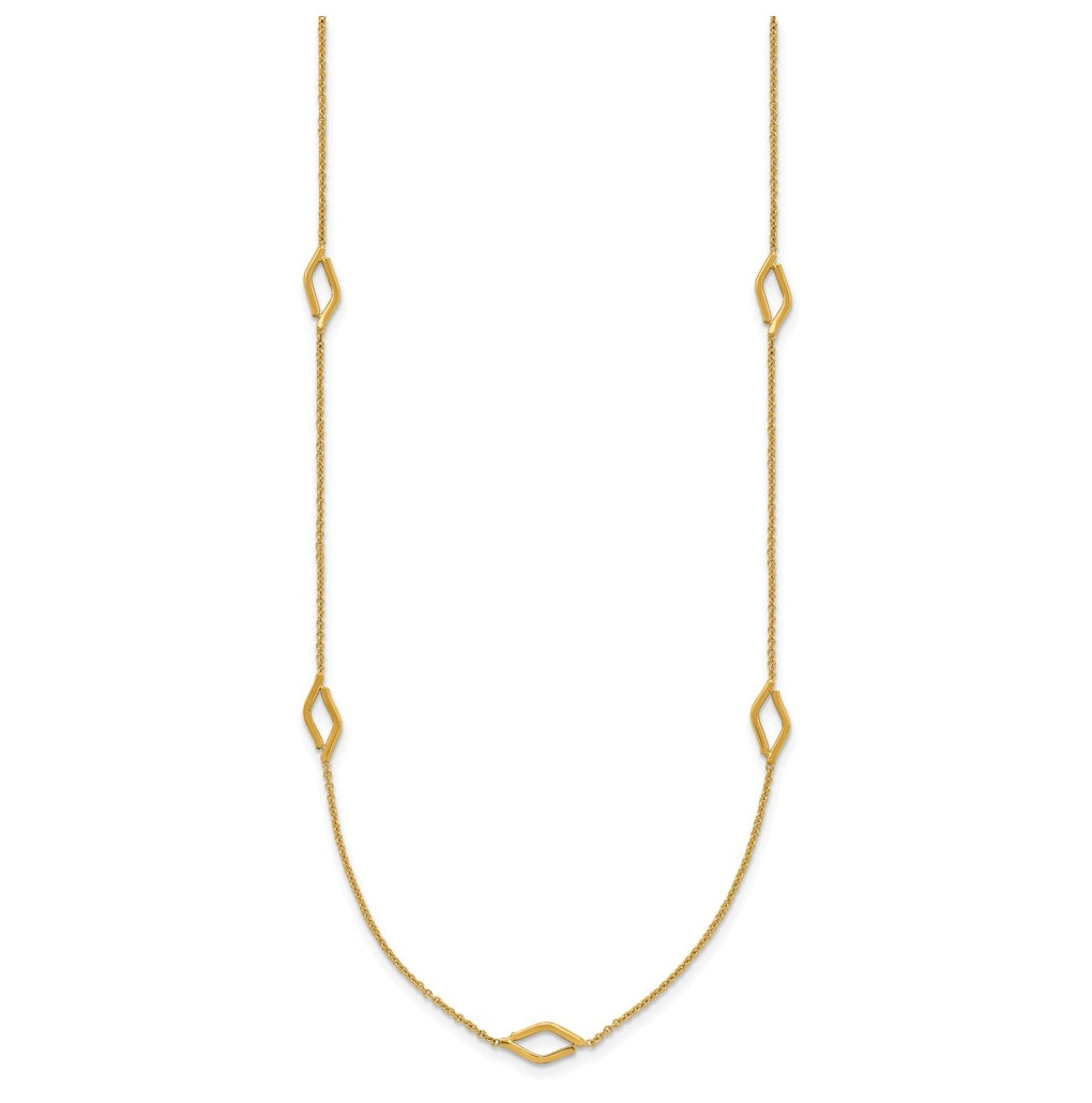 14k Yellow Gold Polished Diamond-shaped Station w/2in ext. Necklace
