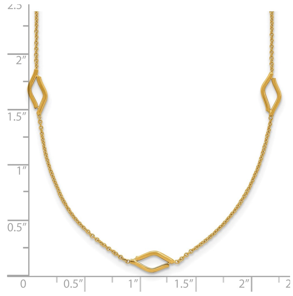 14k Yellow Gold Polished Diamond-shaped Station w/2in ext. Necklace