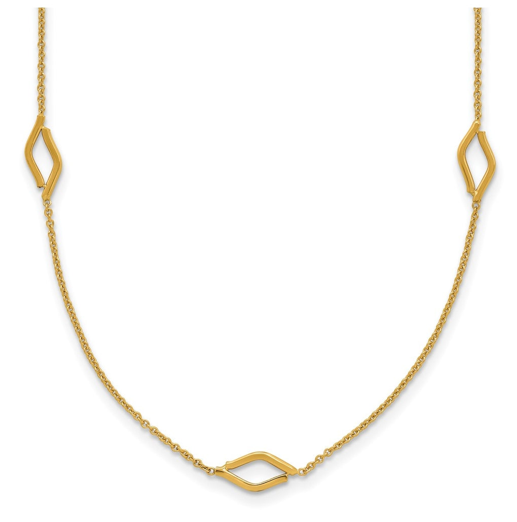 14k Yellow Gold Polished Diamond-shaped Station w/2in ext. Necklace