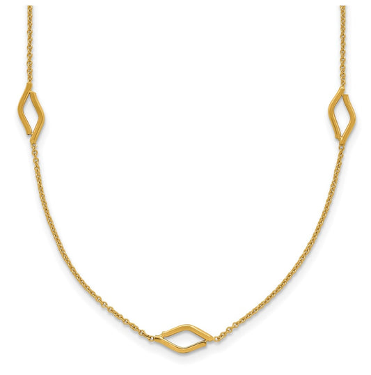 14k Yellow Gold Polished Diamond-shaped Station w/2in ext. Necklace