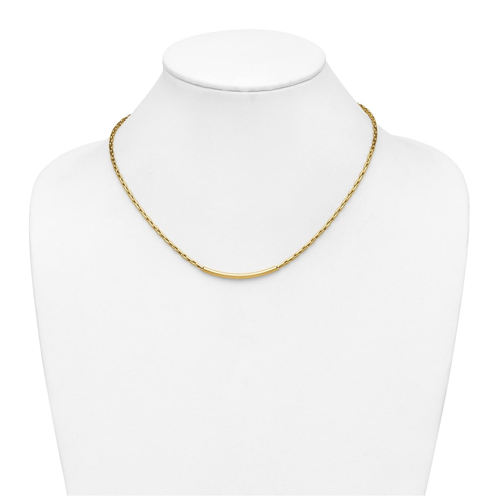 14k Yellow Gold Polished Fancy Link Bar w/.5in ext. Necklace