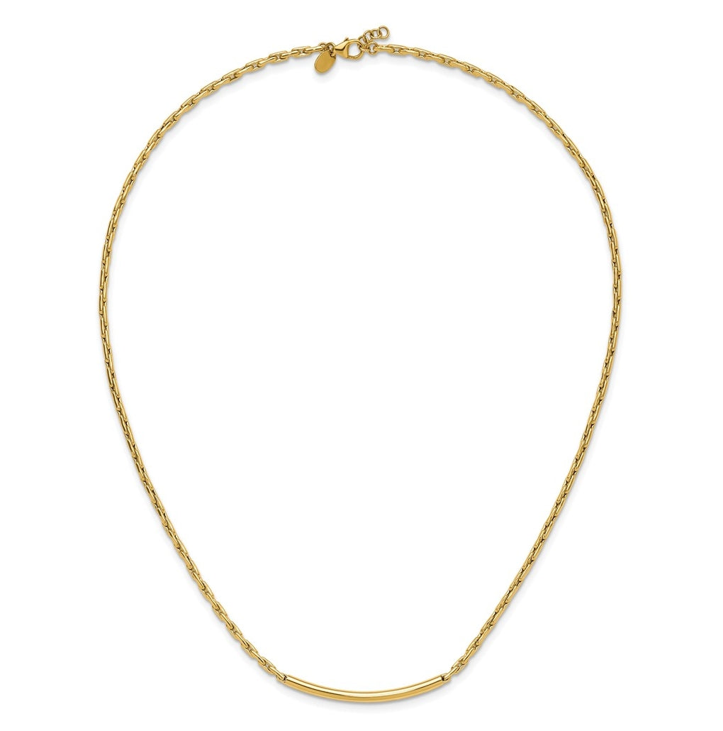 14k Yellow Gold Polished Fancy Link Bar w/.5in ext. Necklace