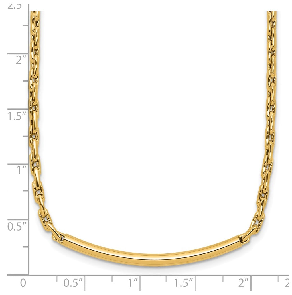 14k Yellow Gold Polished Fancy Link Bar w/.5in ext. Necklace