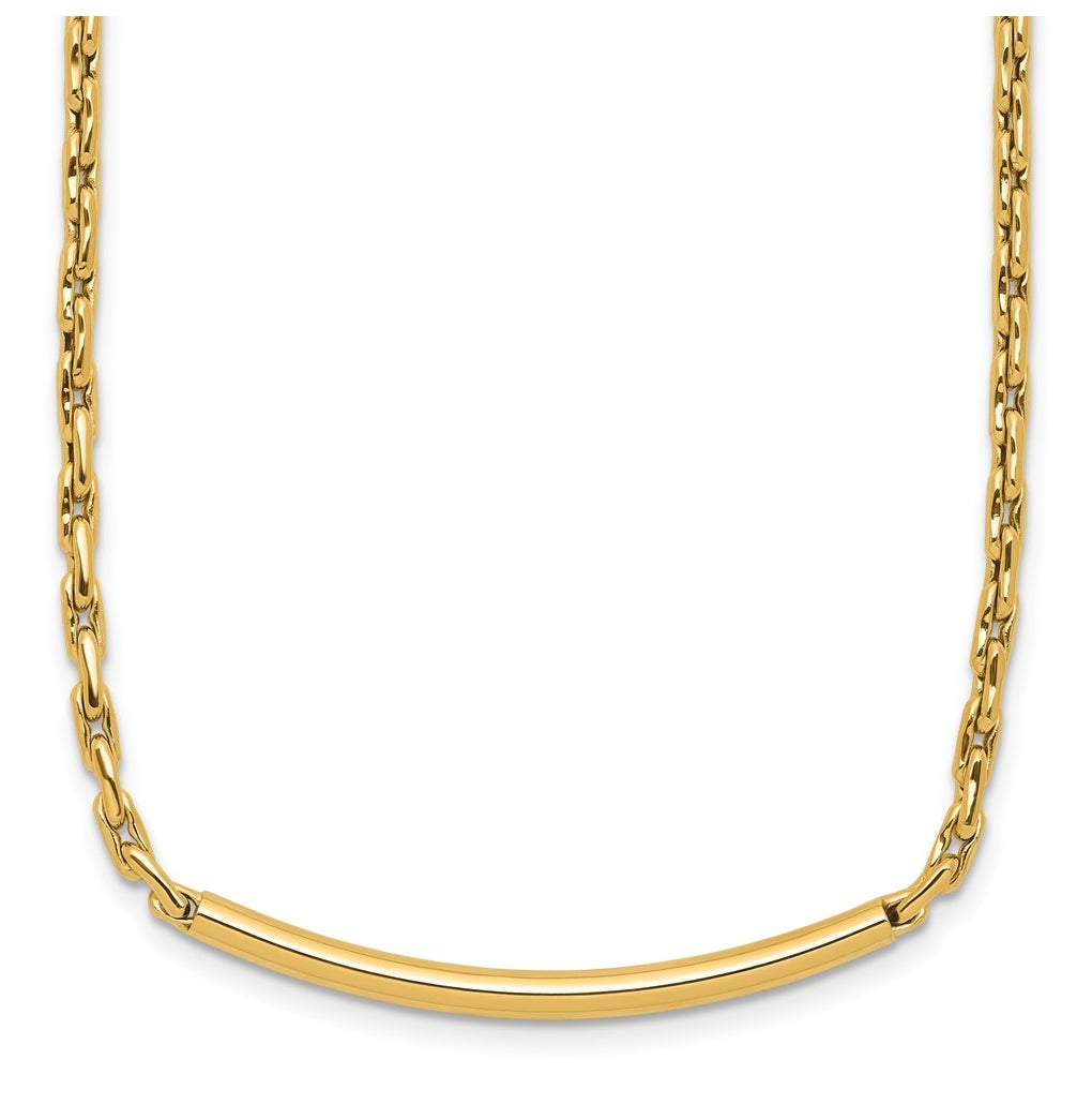 14k Yellow Gold Polished Fancy Link Bar w/.5in ext. Necklace