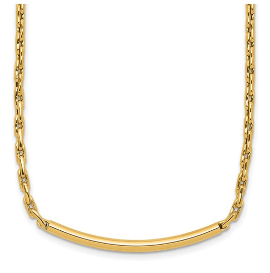 14k Yellow Gold Polished Fancy Link Bar w/.5in ext. Necklace