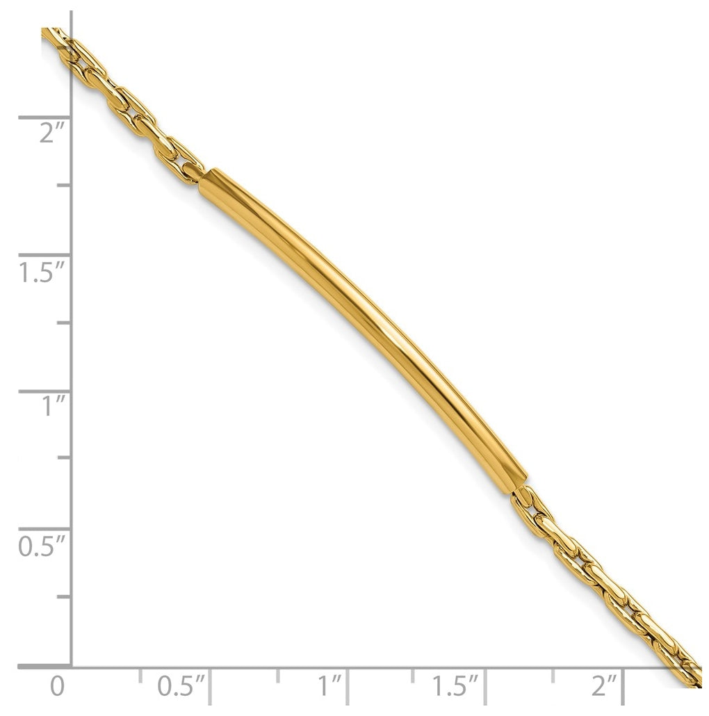 14k Yellow Gold Polished Fancy Link Bar w/.5in ext. Bracelet