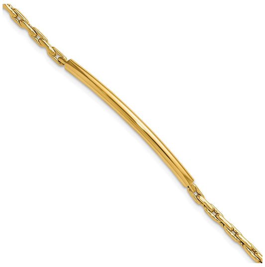 14k Yellow Gold Polished Fancy Link Bar w/.5in ext. Bracelet