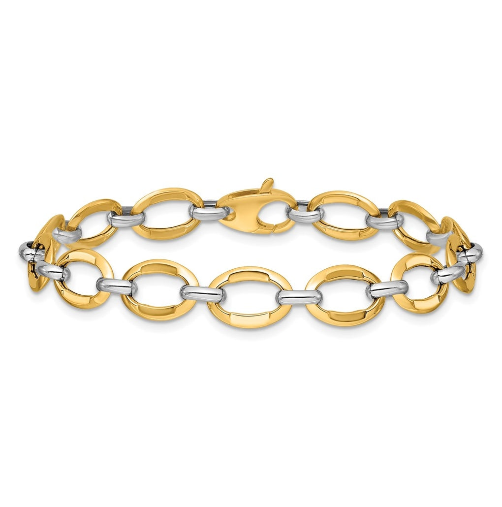 14K Two-Tone Polished Fancy Link Bracelet
