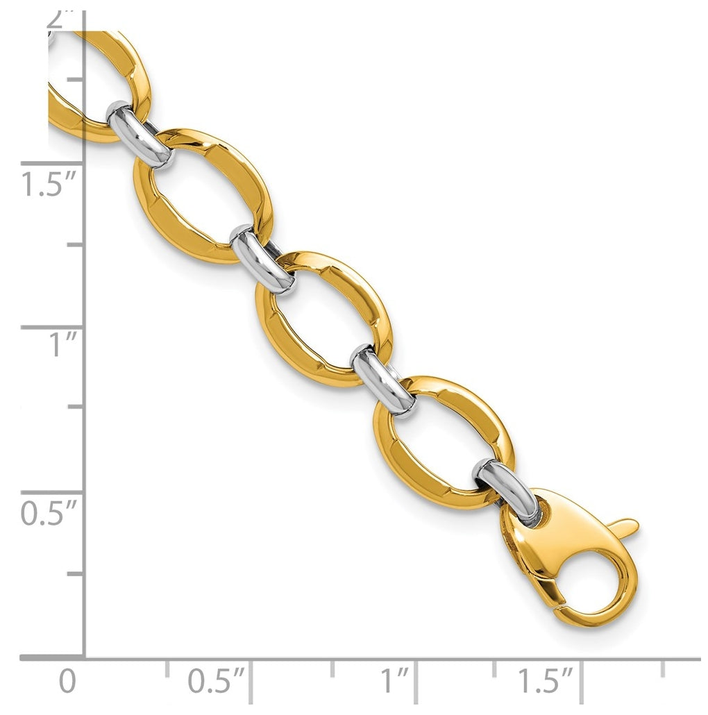 14K Two-Tone Polished Fancy Link Bracelet