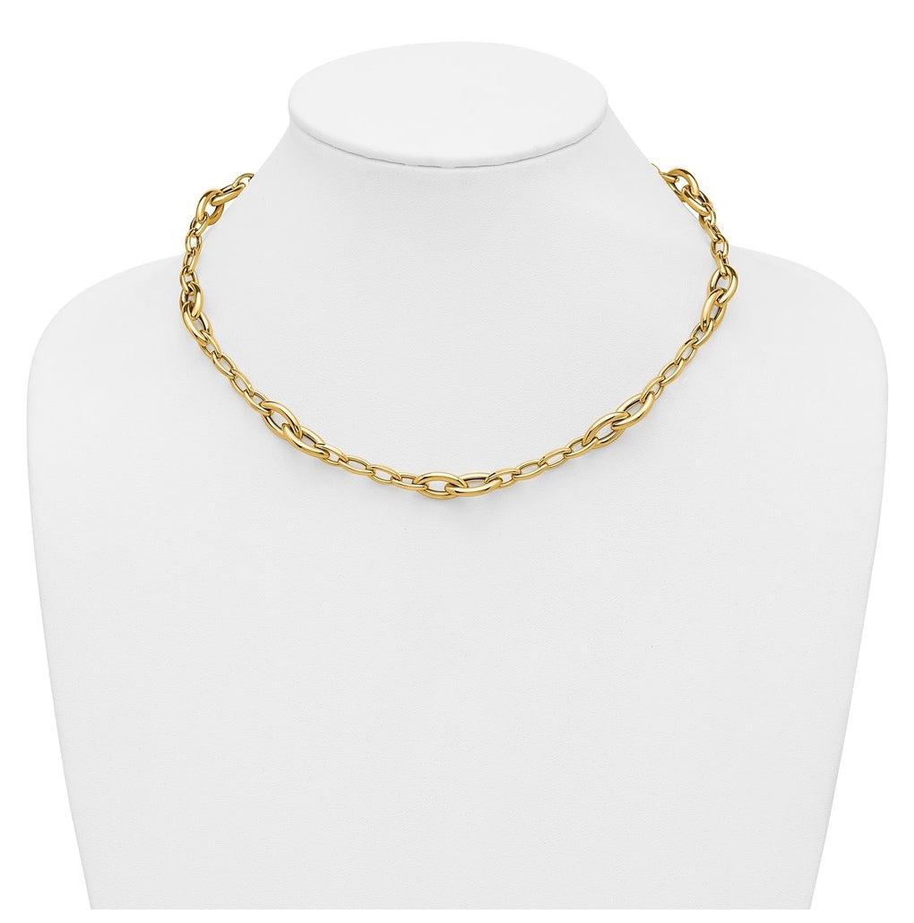14k Yellow Gold Polished Fancy Link Necklace
