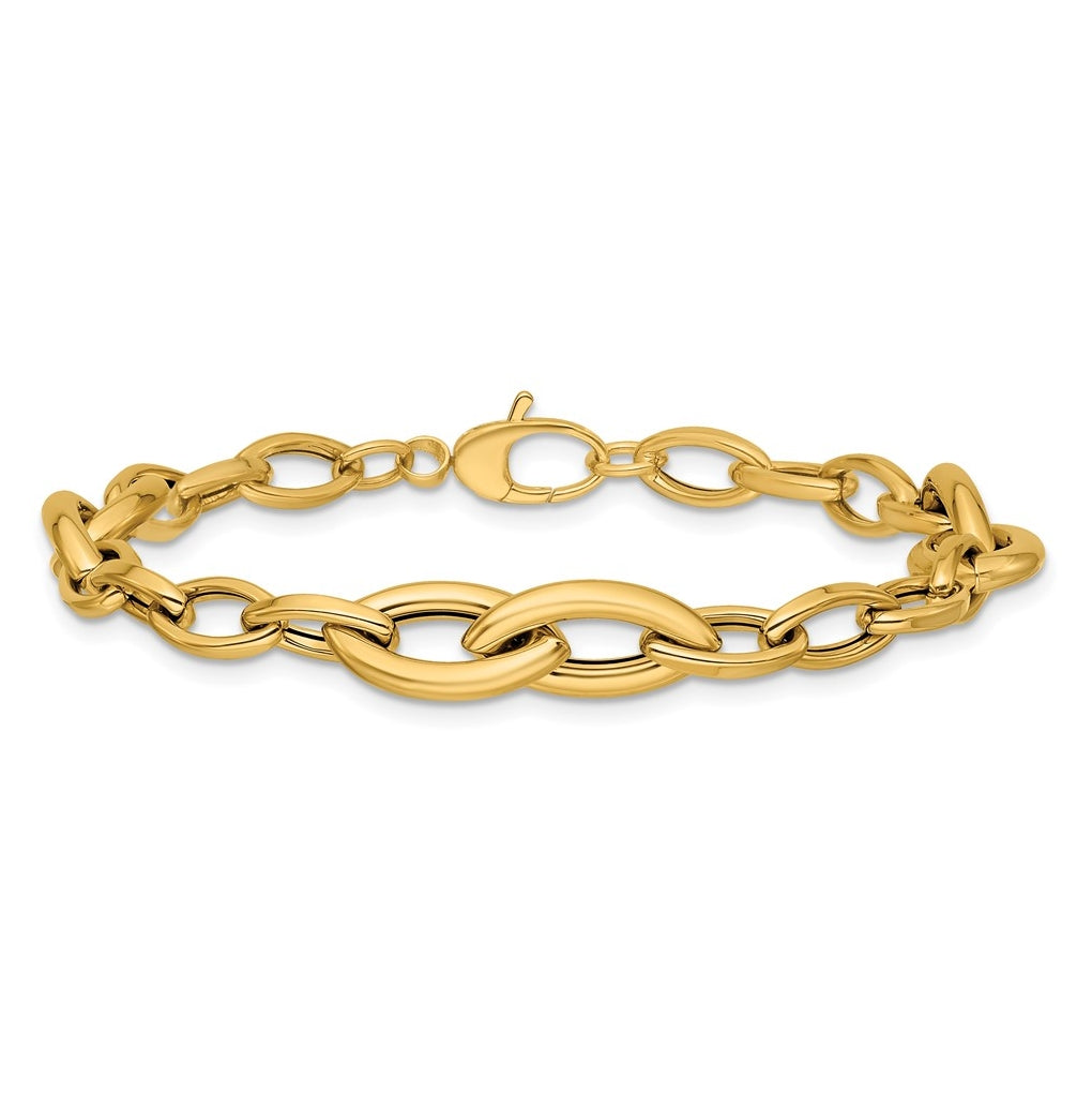 14k Yellow Gold Polished Fancy Link Bracelet