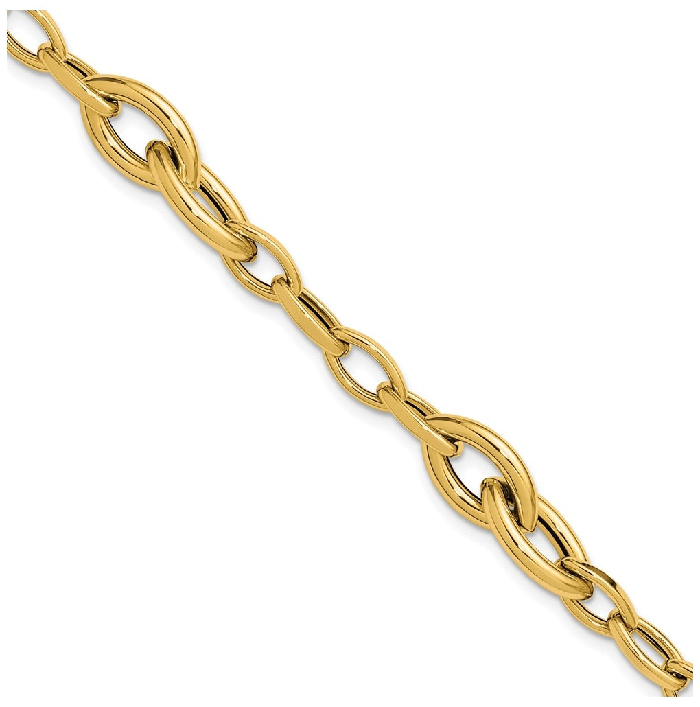 14k Yellow Gold Polished Fancy Link Bracelet