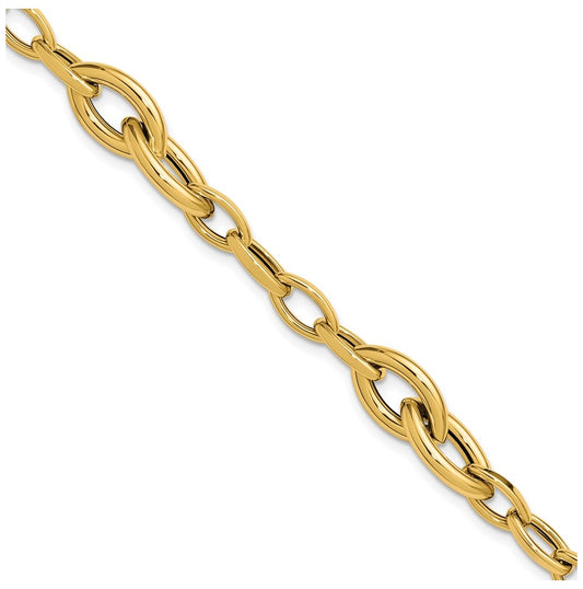 14k Yellow Gold Polished Fancy Link Bracelet