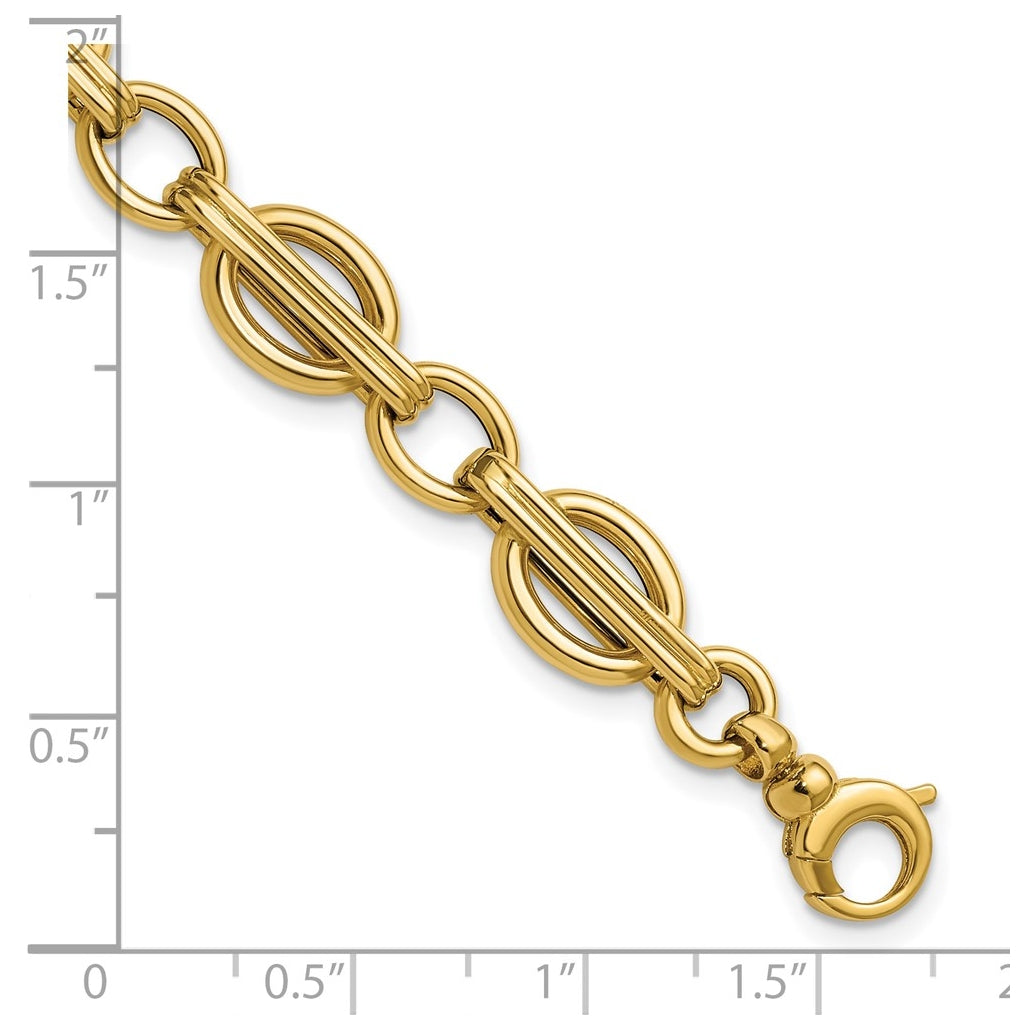 14k Yellow Gold Polished Fancy Link Bracelet