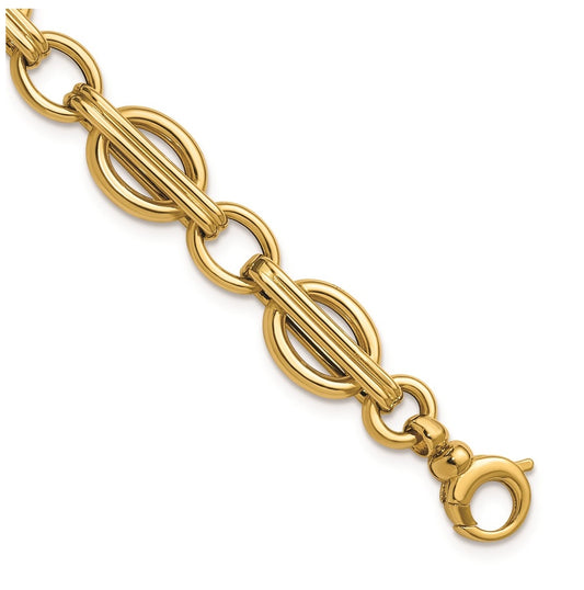 14k Yellow Gold Polished Fancy Link Bracelet