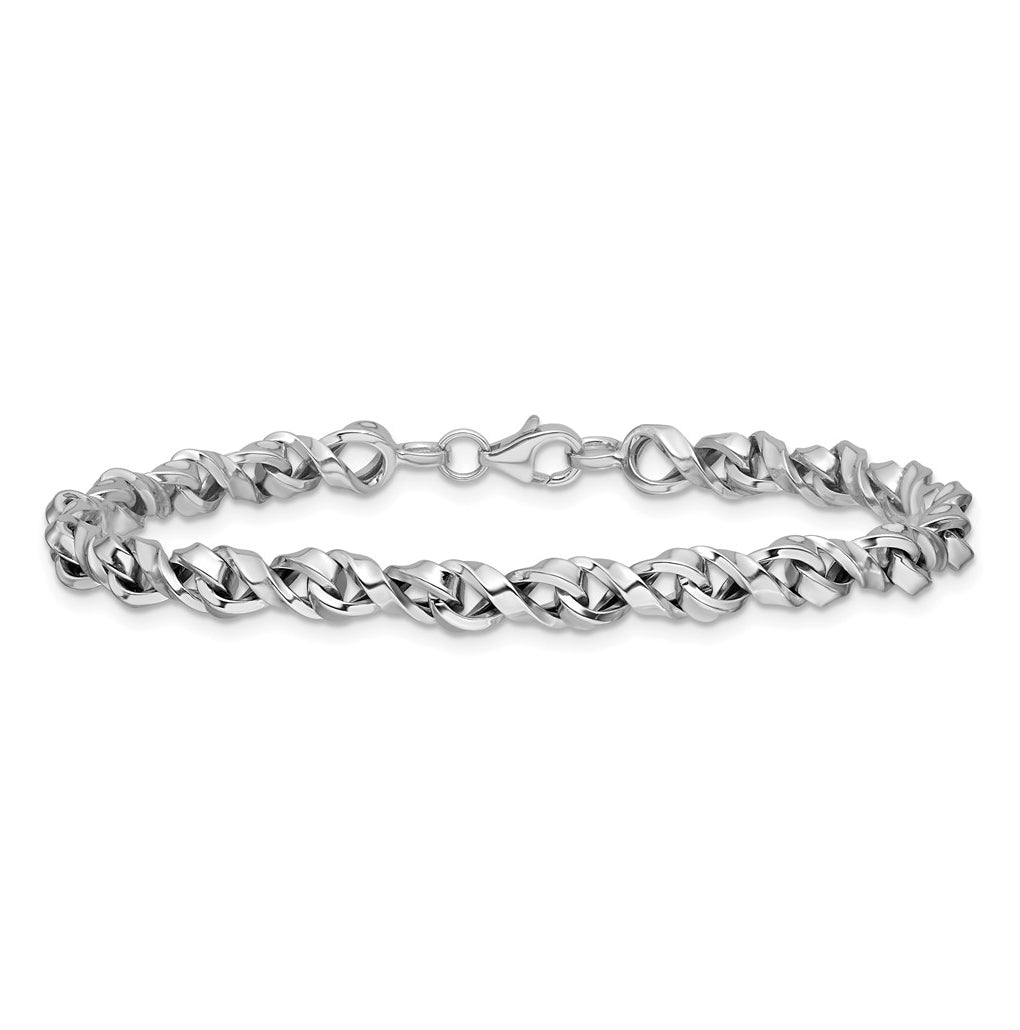 14K White Gold Fancy Twisted Link Bracelet